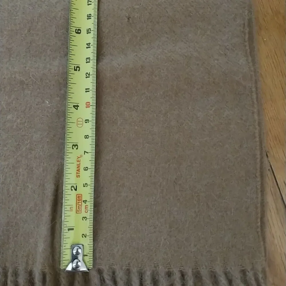 Vtg Scarf Unisex Brown 100% Camel Hair Fringes Luxury Rectangle 10x48